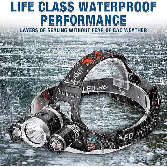 NWT AUERVO Rechargeable 10000 Lumens LED Headlamp, Waterproof Flashlight Kit - Picture 7 of 7